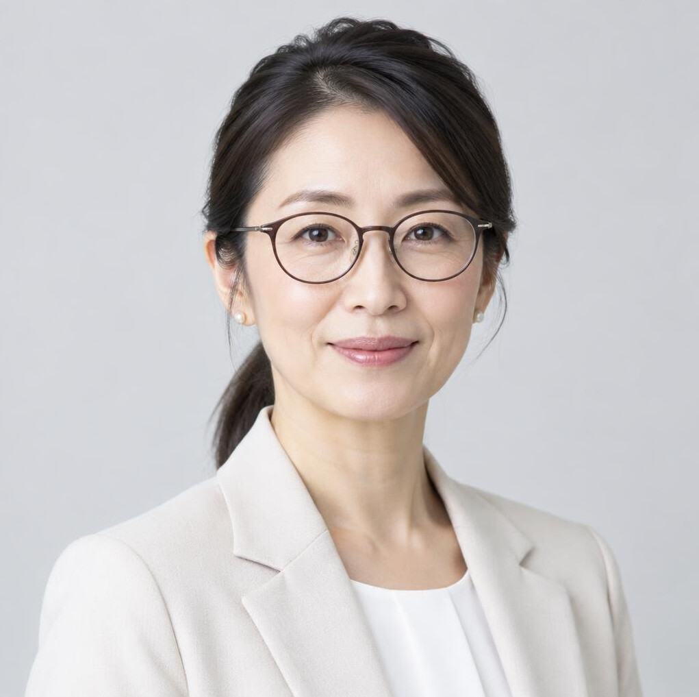 Portrait of an older Japanese woman with glasses